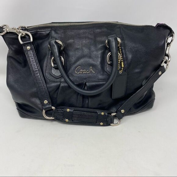 Coach Ashley Black Leather Crossbody - Picture 1 of 12